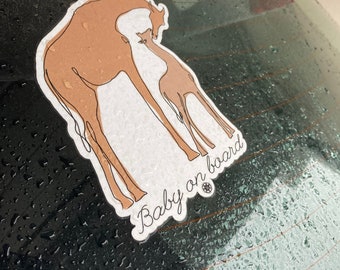 Baby on board animal sticker Koala stickers Rothschild Giraffes stickers African elephants stickers single line drawing, continous line art