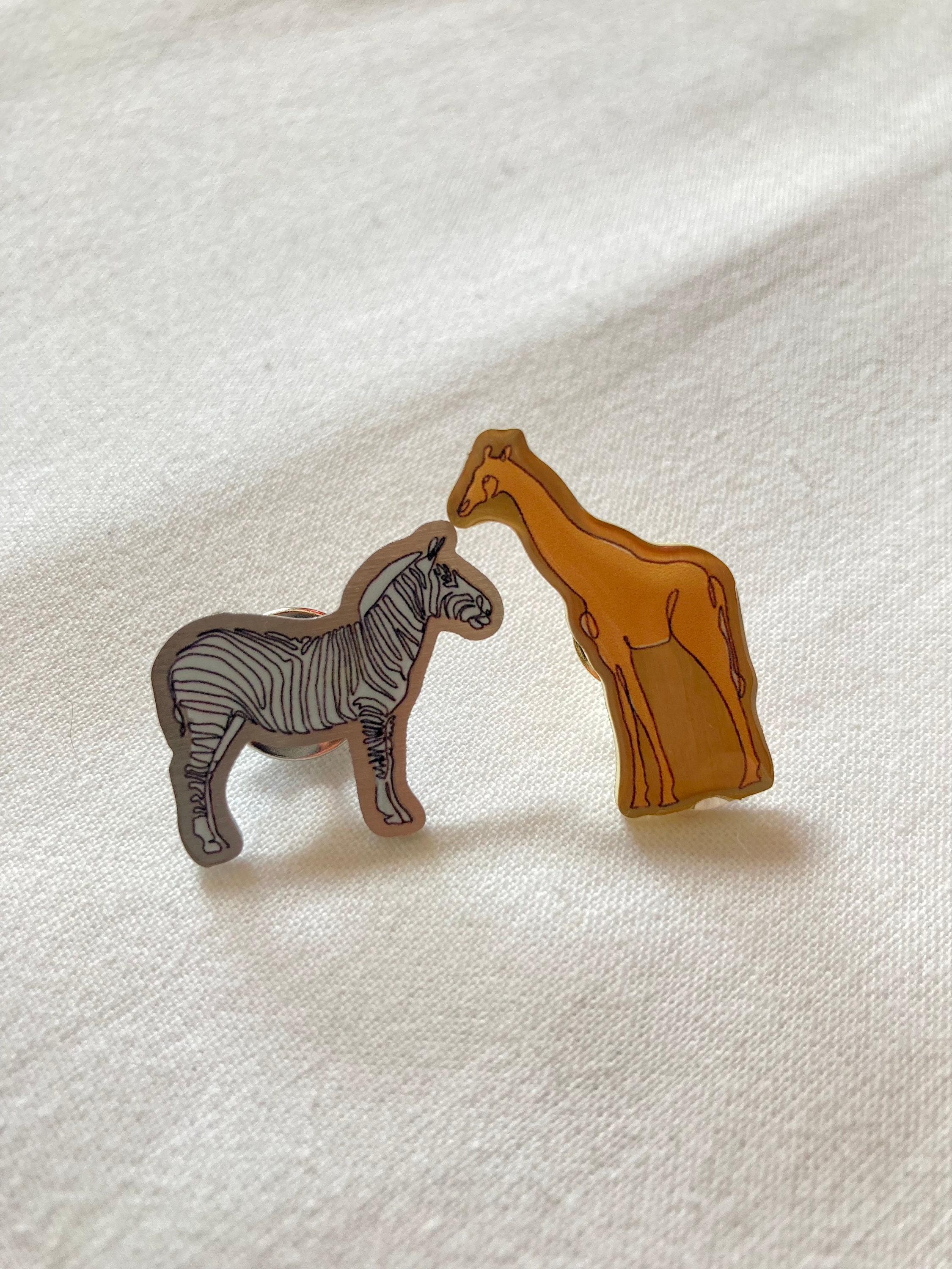 Eco Tier Pin Emaille Pin Edelstahl durchgehende Linie Giraffe und Zebra ...