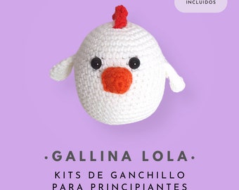 Kit de crochet para principiantes Gallina Lola de The Snuglies - Kit básico de ganchillo - Kit de amigurumi - Kit de artesanía DIY regalo