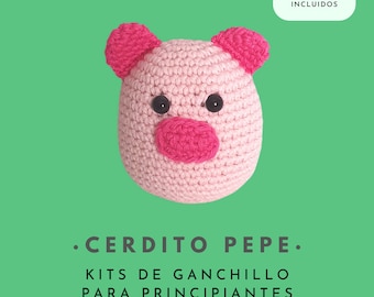 Crochet Kit for Beginners Piggy Pepe from The Snuglies - Basic Crochet Kit - Amigurumi Kit - DIY Craft Kit Gift