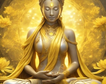 Yellow Tara| Embodying the Divine Energy of Wealth, Prosperity and Abundance | Spiritual Art | Energy Healing | Digital Art| Goddess Tara