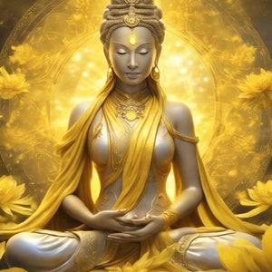 Yellow Tara| Embodying the Divine Energy of Wealth, Prosperity and Abundance | Spiritual Art | Energy Healing | Digital Art| Goddess Tara