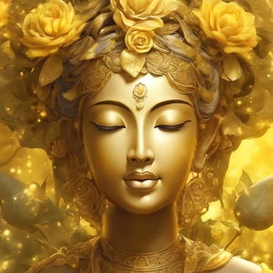 Yellow Tara| Embodying the Divine Energy of Wealth, Prosperity and Abundance | Spiritual Art | Energy Healing | Digital Art| Goddess Tara
