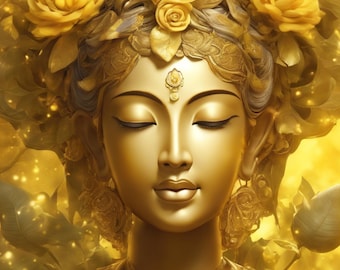 Yellow Tara| Embodying the Divine Energy of Wealth, Prosperity and Abundance | Spiritual Art | Energy Healing | Digital Art| Goddess Tara