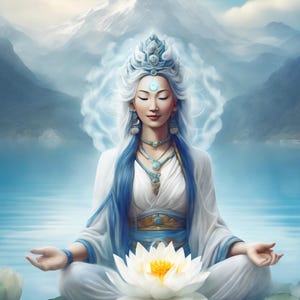 White Tara Goddess | Spiritual Art |  Energy Healing | Embodying Compassion, Longevity, and Wish Fulfillment | Digital Art