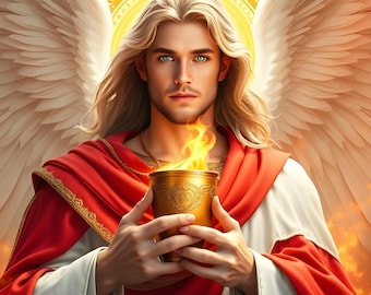 Archangel Uriel Digital Art: Wisdom—Light—Truth, Healing Energy Print