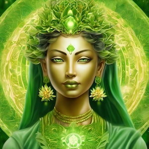 Green Tara Goddess | Digital Art | Embrace Compassion, Liberation, and