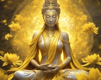 Yellow Tara Goddess Art: Wealth, Prosperity, Abundance (Digital Art)