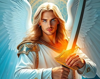 Archangel Michael Digital Art: Healing—Power—Protection, Art Print