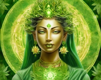 Green Tara Goddess Digital Art: Compassion, Liberation (Digital Download)