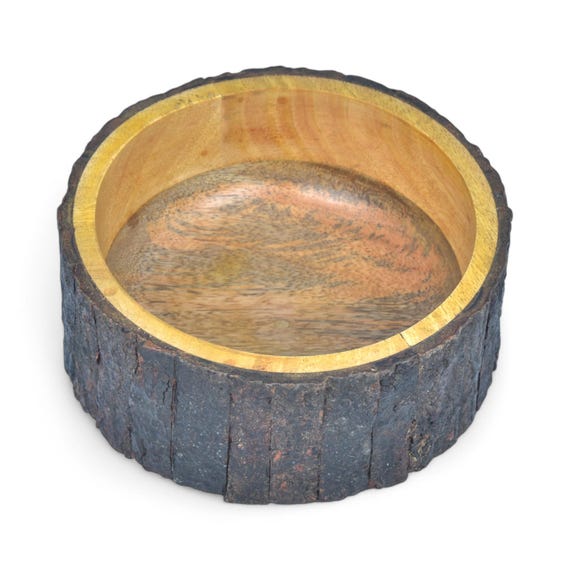 Mangoholz Schale Mit Rinde - Rustikal 19x7cm Handgefertigt