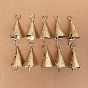 Rustic Gold Fairy Bells, Christmas Ornaments, Craft Bells (10pcs)