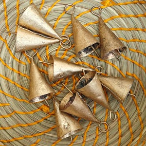 Handmade Rustic Gold Cone Bells, 2 Inch, Set of 12 (Craft Supplies)
