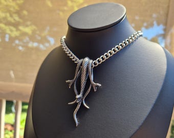 Core Charms Snake Necklace – Gothic Punk Heavy Metal Jewelry | Alternative Statement Chain | Gift for Men & Women