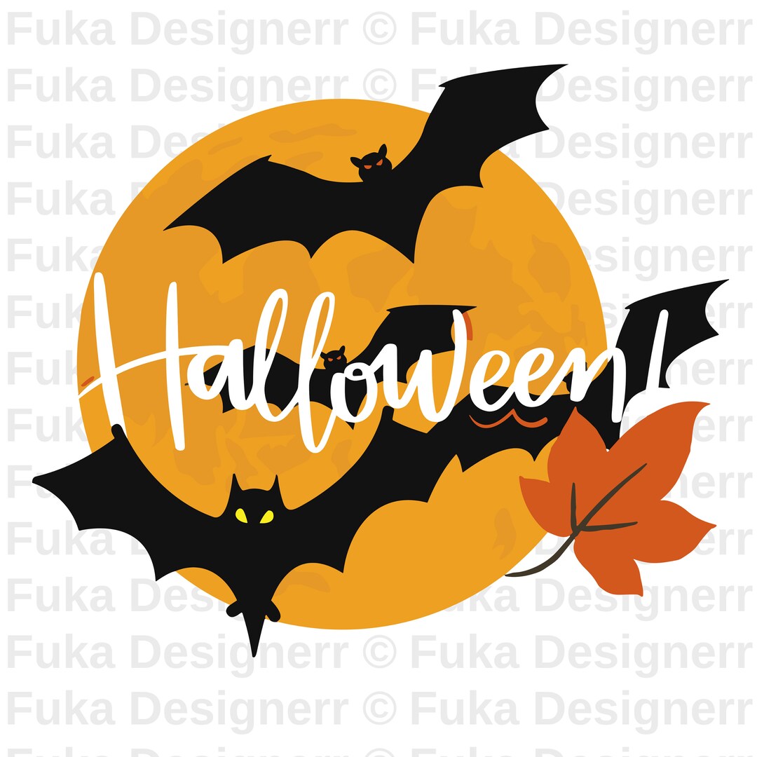 Halloween Bats and Moon Svg Funny Halloween Svg Halloween - Etsy