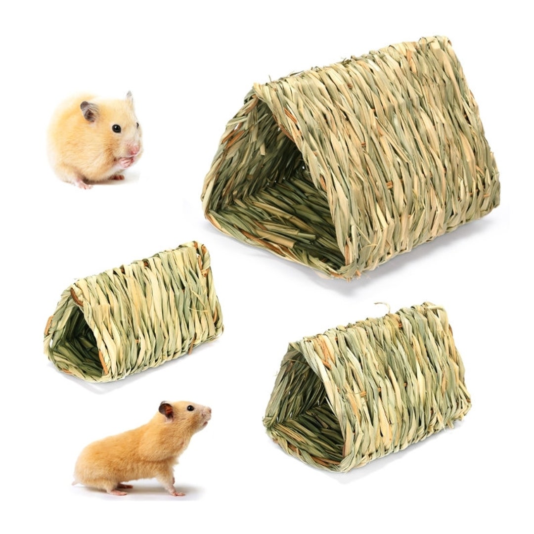 Natural Straw Hamsters Cage Tunnel House Pet Straw Nest Rabbit Etsy