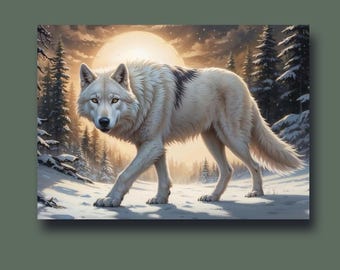 Arte murale raffigurante un lupo dell'Alaska, poster raffigurante un lupo dell'Alaska, poster su carta opaca di alta qualità raffigurante un lupo