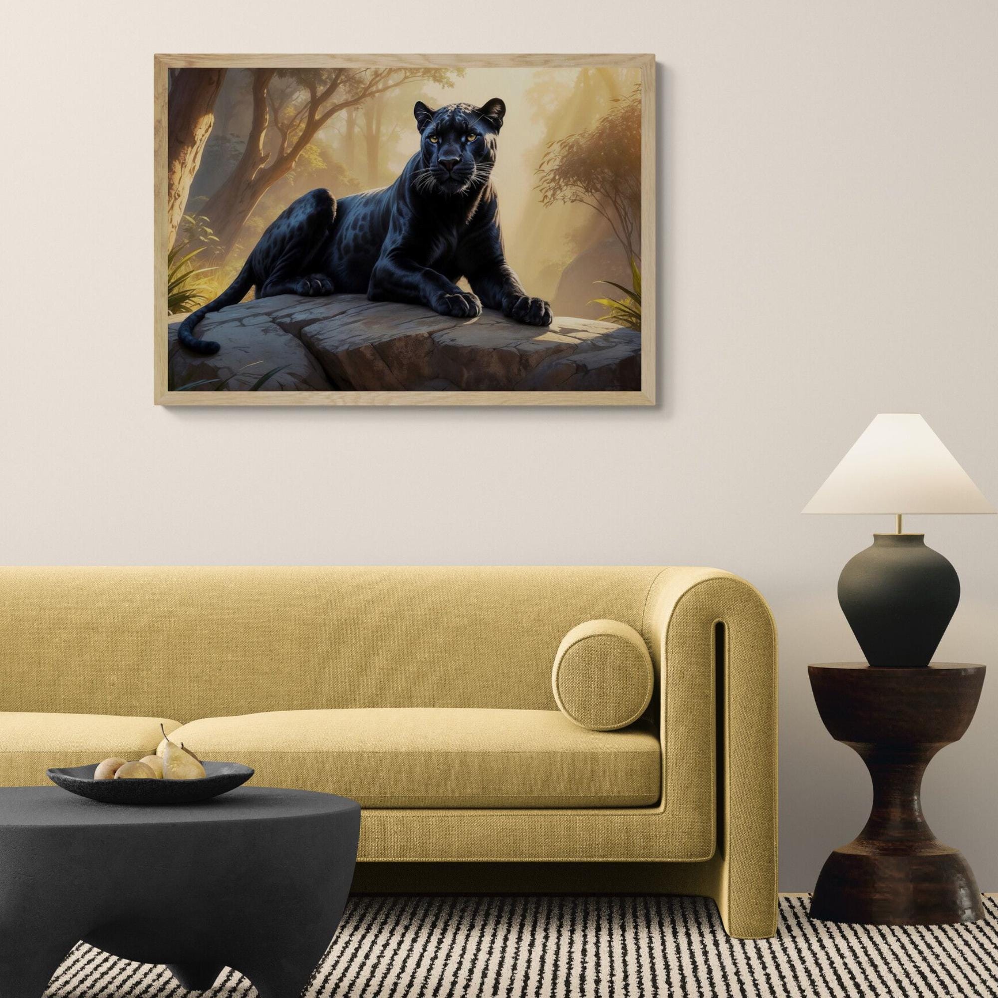 Black Panther Art Print: Sunlight Forest, Wildlife Home Decor - Etsy