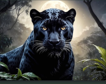 Majestic Black Panther Portrait-Wildlife Wall Art
