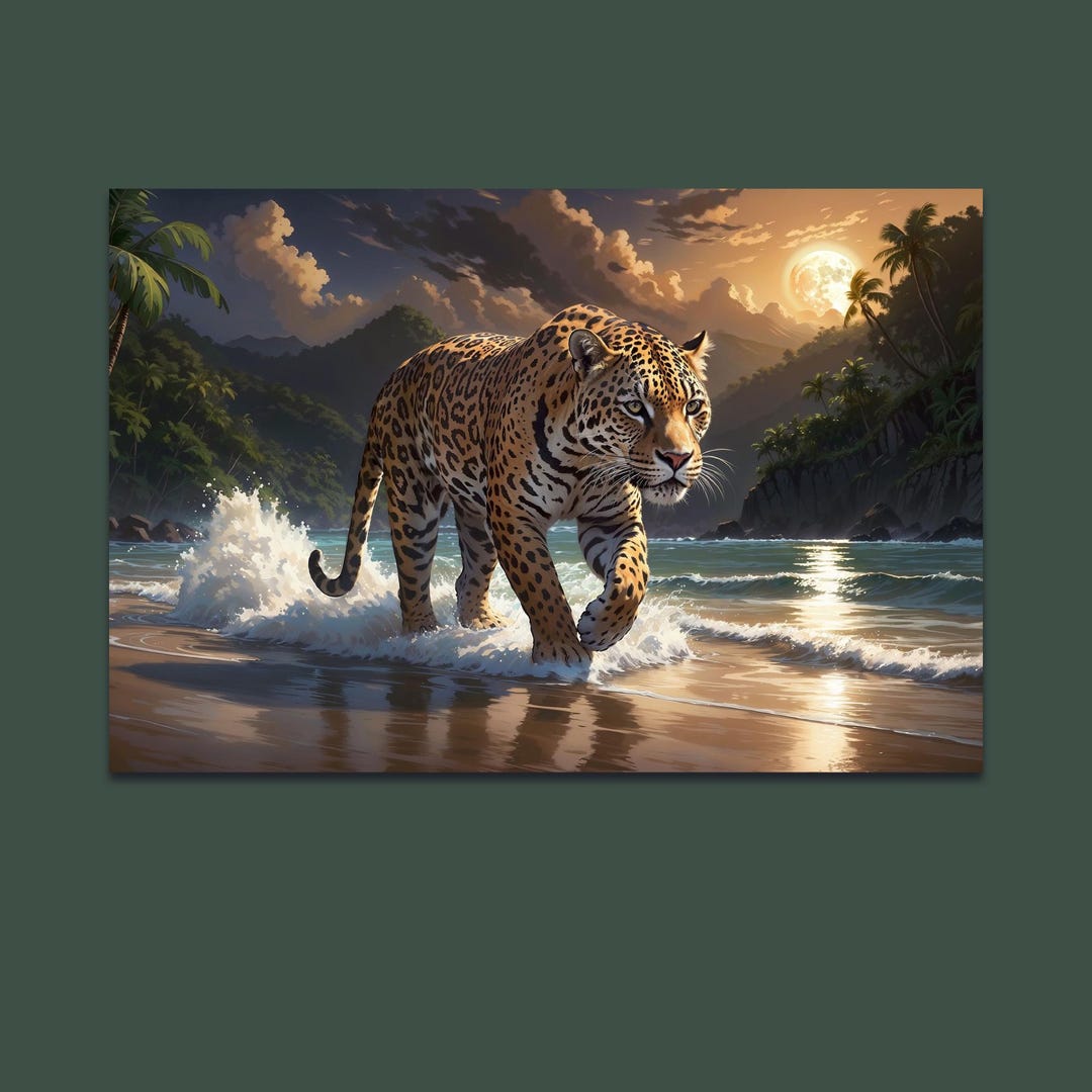 Costa Rican Jaguar Print, Tropical Beach Scene, Matte Paper - Etsy