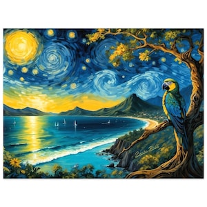 Póster de papel mate premium de Costa Rica, decoración artística de Costa Rica, estilo noche estrellada de Costa Rica
