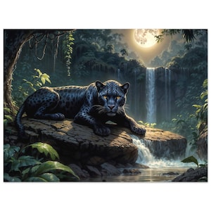 Black Melanistic Jaguar Poster, Black Jaguar Wall Decor,  Jaguar Wild Cat Premium Matte Paper Poster
