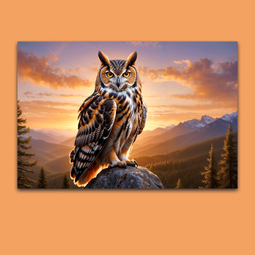 Owl in the Sunset Wall Art-wildlife Print - Etsy
