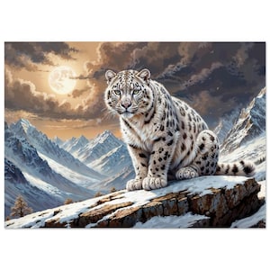 Póster de leopardo de las nieves, decoración de pared de leopardo de las nieves, póster de papel mate premium de leopardo de las nieves