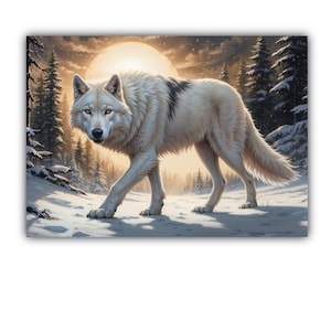 Arte mural de lobo de Alaska, póster de lobo de Alaska, póster de papel mate premium de lobo