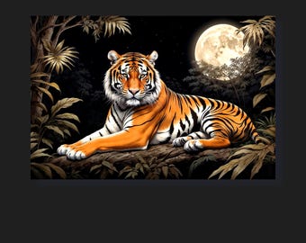 Bengal Tiger Poster, Bengal Tiger Art Decor, Bengal Tiger Premium Matte Paper Poster