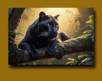 Majestic Black Panther Wall Art, Big Cat Premium Matte Paper Poster