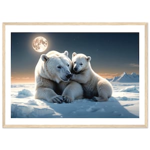 Polar Bear Family Art Print: Classic Matte Paper, Wooden Frame
