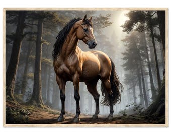 Póster enmarcado de Quarter Horse, arte de pared de Quarter Horse, póster de papel mate premium con marco de madera