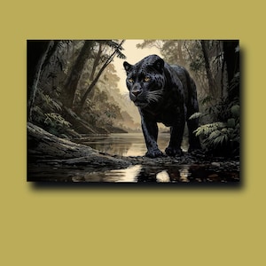 Black Jaguar Wild Cat , Black Melanistic Jaguar Poster, Black Jaguar Wall Decor, Jaguar Wild Cat Premium Matte Paper Poster