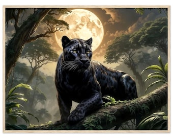 Schwarzer Panther Kunstdruck, Wildkatzen-Wanddekor