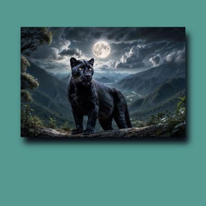 Póster de Pantera Negra, decoración de pared de Pantera de Montaña, póster de papel mate premium de Pantera Negra