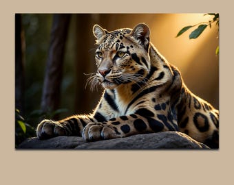 ウンピョウの野生猫アート - 野生動物の版画