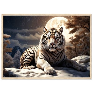 Siberian Tiger Framed Poster, Tiger Wall Art, Tiger Premium Matte Paper Wooden Framed Poster