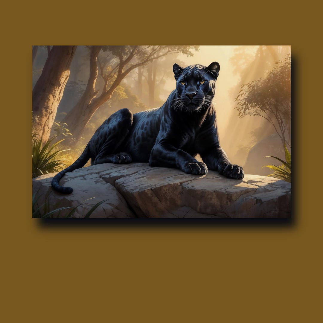Black Panther Art Print: Sunlight Forest, Wildlife Home Decor - Etsy