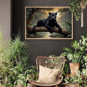 Black Jaguar Poster, Melanistic Black Jaguar Print, Jaguar Premium Matte Paper Poster