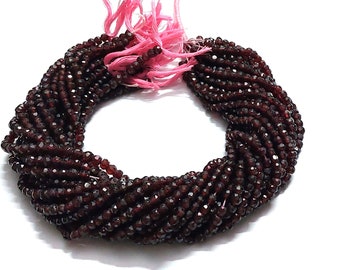 Natural Garnet Rondelle Faceted Loose 4-5mm Beads, 12" Strand