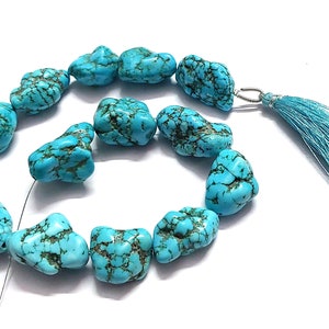 1 Strand Natural Turquoise Nuggets Tumble Smooth 14x24-18x28mm Beads 12&quot;inch, Natural Turquoise Nuggets Jewellery Making Beads, Turquoise