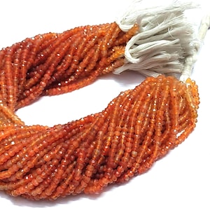 1-5 Strand Natural Carnelian Shaded Rondelle Faceted 4-4.5mm Loose Beads 12&quot;inch, Natural Orange Carnelian Rondelle Jewellery Making Beads