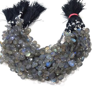 1 Strand Natural Labradorite Heart Faceted 7-8mm/9.5-10mm Beads 7&quot;inch, Natural Labradorite Heart Jewelry Making Beads, Labradorite Heart