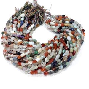 5-10 Strand Natural Multi Stone Nuggets Smooth 4-6mm, Multi Stone Tumble Beads 10"inch, Natural Multi Stone Nuggets Jewellery Making Beads