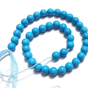 1-5 Strang Natürlicher Türkis Runde Glatte 8 mm Edelstein Perlen 12 &quot;zoll, Natürliche Blaue Türkis Runde 8 mm Schmuckherstellung Perlen, Türkis