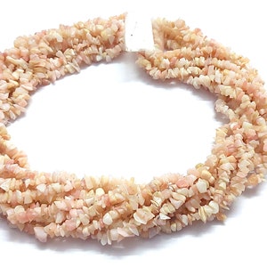 1-5 Strand Natural Pink Opal Chips Beads, Natural Pink Opal Chips Smooth 4-6mm Beads 34&quot;inch, Natural Pink Opal Chips Nuggets Beads, Opal