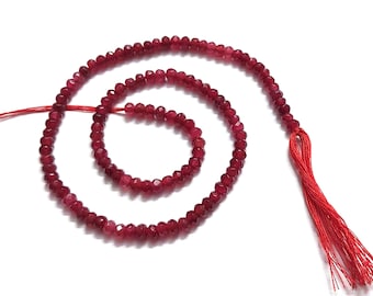 Red Chalcedony Rondelle Faceted 4-4.5mm Beads, 12" Strand