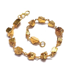 7&quot;inch Bracelet Natural Gold Pyrite Nuggets Tumble Smooth 4-6mm/5-7mm Beads, Natural Gold Pyrite Nuggets Bracelets, Beautiful Bracelet