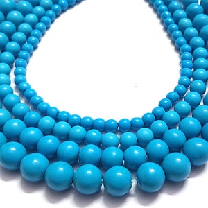 1 Strand Natural Turquoise Round Smooth 6mm/8mm/10mm/12mm/14mm/16mm Gemstone Beads 12&quot;inch, Natural Turquoise Round Jewellery Making Beads